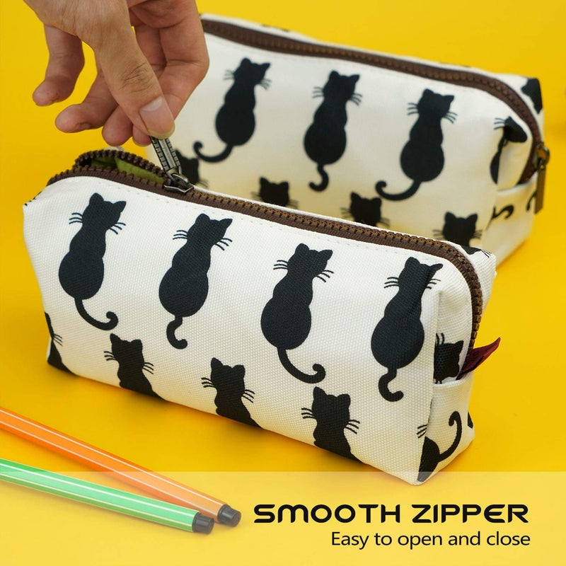 LParkin Cute Black Cat Pencil Case Pouch Gift Bag Storage Makeup Case Cosmetics Stationary Kawaii Pencil Box Office Travel Zipper Closure Portable Multi-Purpose - Image 4